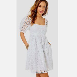 Lilly Pulitzer NWT Kay 10 Dress White Eyelet Short Sleeve Pinwheel Shower Bridal